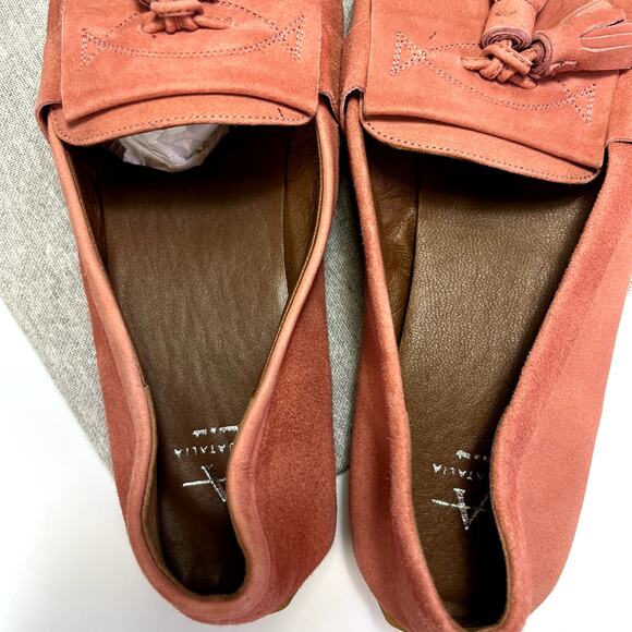 Aquatalia Size 7 Pink Suede Driving Loafers Tassle‎ Italy Dustbag Weatherproof - Picture 8 of 14
